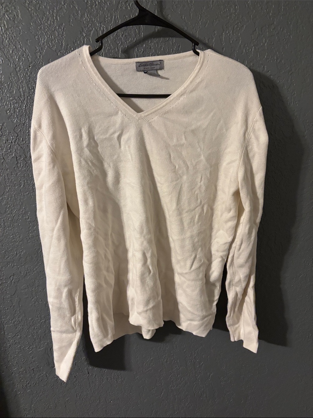 Womens size XL Eddie Bauer Women's V-Neck Sweater in Cream